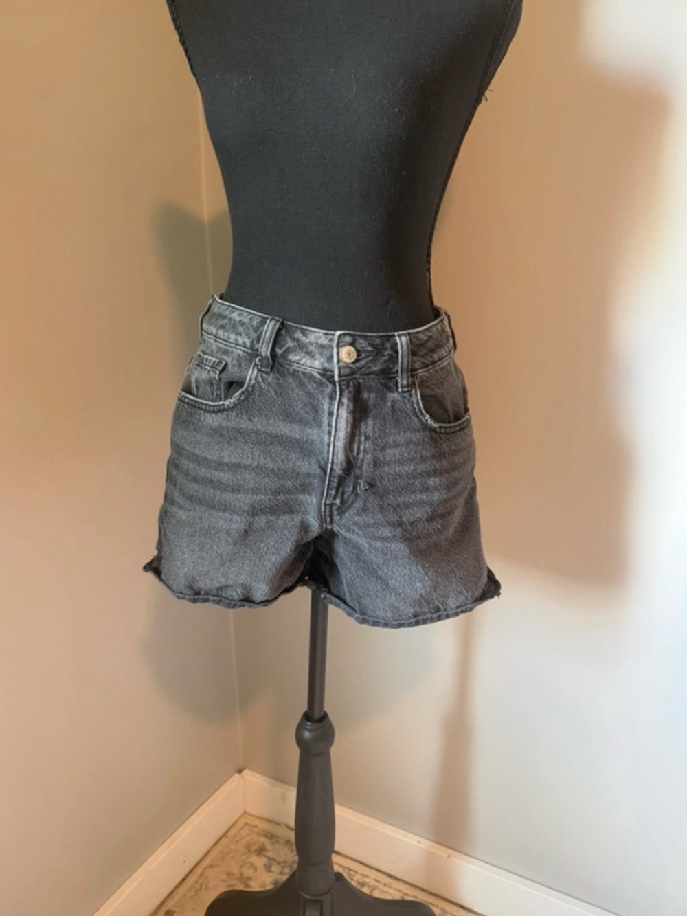 PacSun Black Washed High Rise Denim Shorts